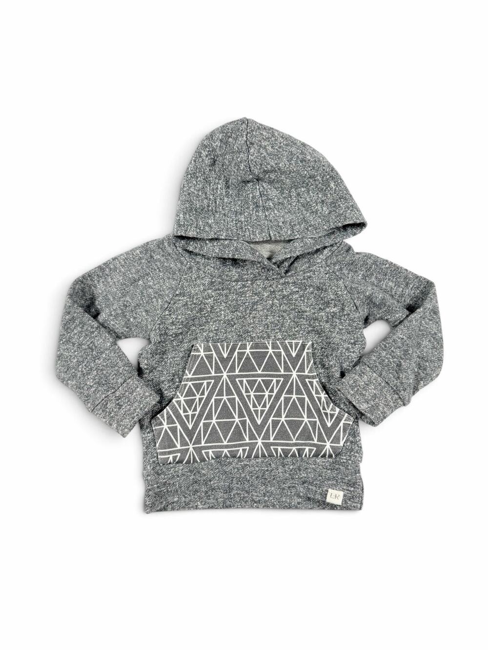 Lulu + Roo Geometric Pocket Hooded Sweatshirt Gray Size 3-6 Months